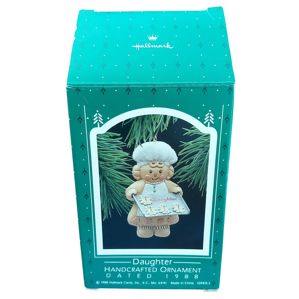 Hallmark Keepsake Ornament 1988 Daughter Handcrafted Baker Girl Gingerbread Box